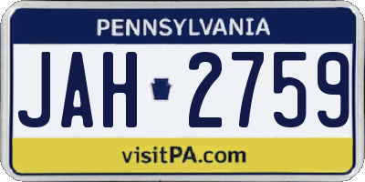 PA license plate JAH2759