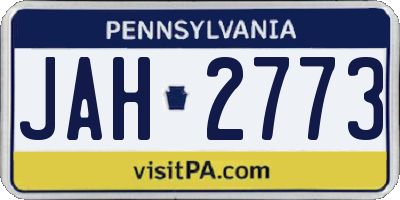 PA license plate JAH2773
