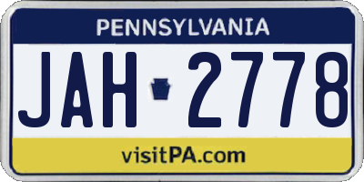 PA license plate JAH2778