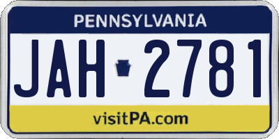 PA license plate JAH2781