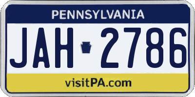 PA license plate JAH2786