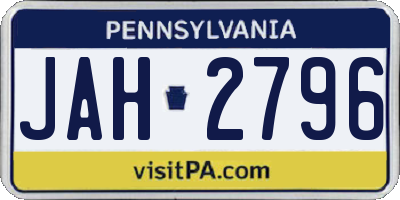 PA license plate JAH2796