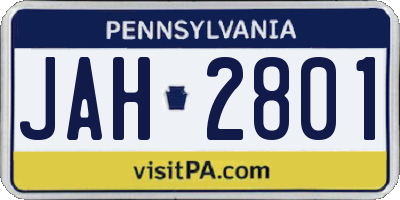 PA license plate JAH2801