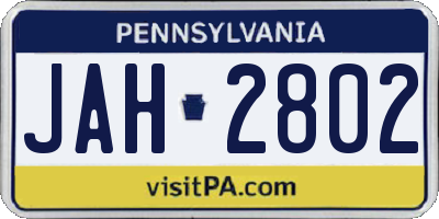 PA license plate JAH2802