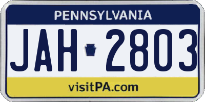 PA license plate JAH2803