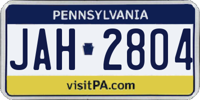 PA license plate JAH2804