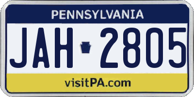 PA license plate JAH2805