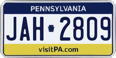 PA license plate JAH2809