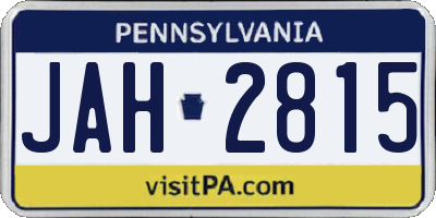 PA license plate JAH2815