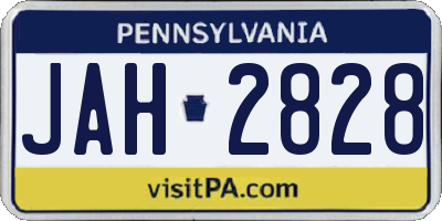 PA license plate JAH2828