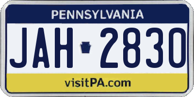 PA license plate JAH2830