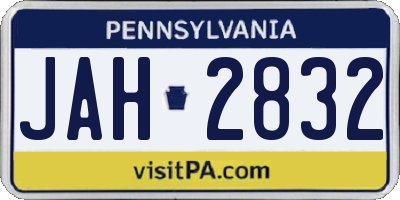 PA license plate JAH2832