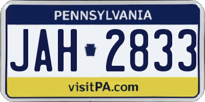 PA license plate JAH2833