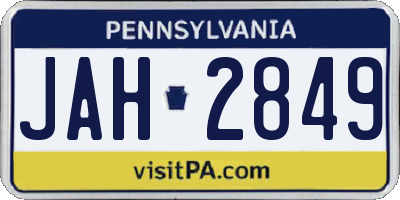 PA license plate JAH2849