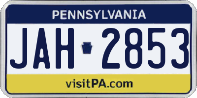 PA license plate JAH2853