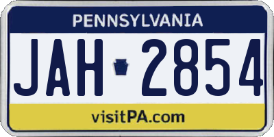 PA license plate JAH2854
