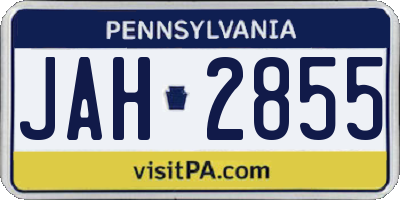 PA license plate JAH2855