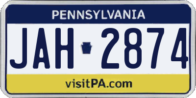 PA license plate JAH2874