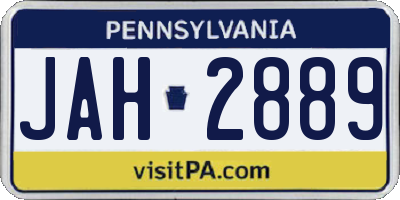 PA license plate JAH2889