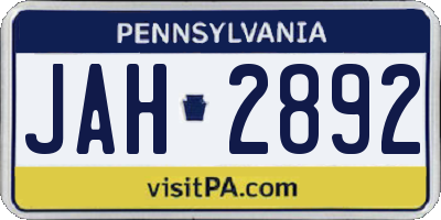 PA license plate JAH2892