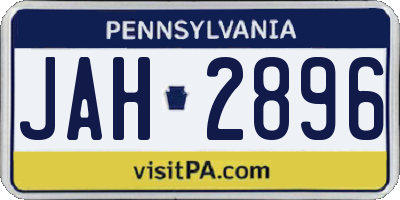 PA license plate JAH2896