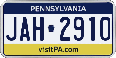 PA license plate JAH2910