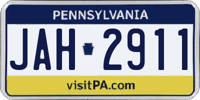 PA license plate JAH2911