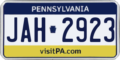 PA license plate JAH2923