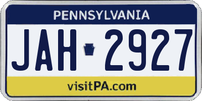PA license plate JAH2927