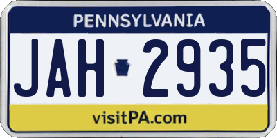PA license plate JAH2935