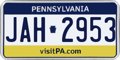 PA license plate JAH2953