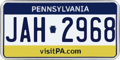 PA license plate JAH2968