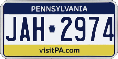 PA license plate JAH2974