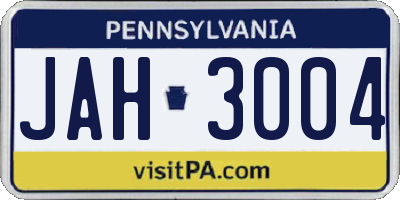 PA license plate JAH3004