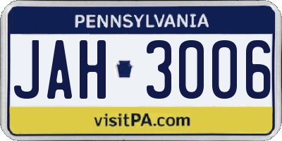 PA license plate JAH3006