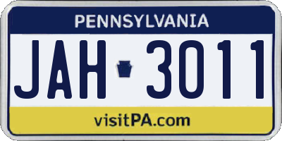 PA license plate JAH3011