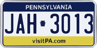PA license plate JAH3013