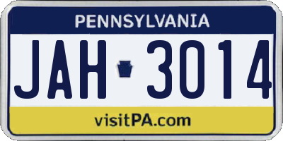 PA license plate JAH3014