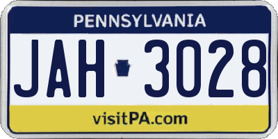 PA license plate JAH3028