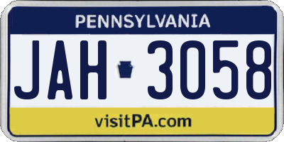 PA license plate JAH3058