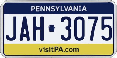 PA license plate JAH3075