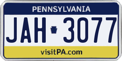 PA license plate JAH3077