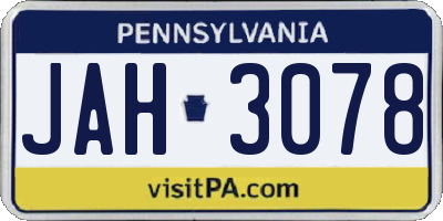 PA license plate JAH3078