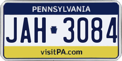 PA license plate JAH3084