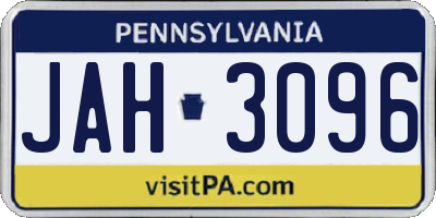 PA license plate JAH3096