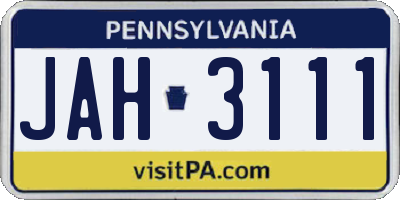 PA license plate JAH3111