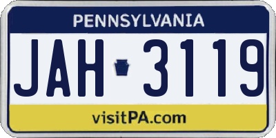 PA license plate JAH3119