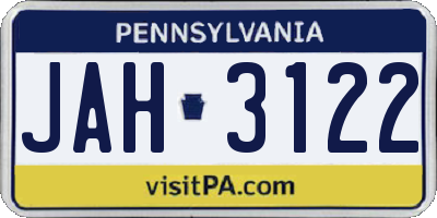 PA license plate JAH3122