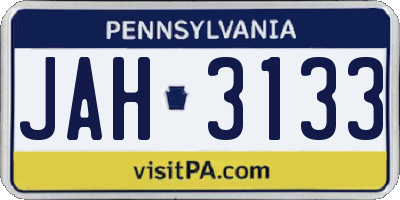 PA license plate JAH3133