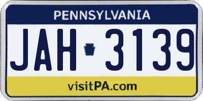 PA license plate JAH3139